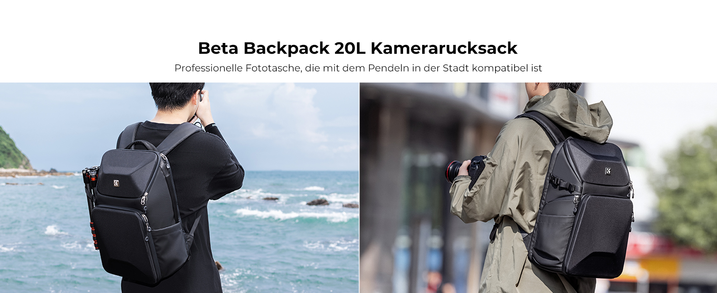 Рюкзак для камери K&F Concept: водонепроникний фоторюкзак для DSLR/зеркальних камер (20L, чорний)