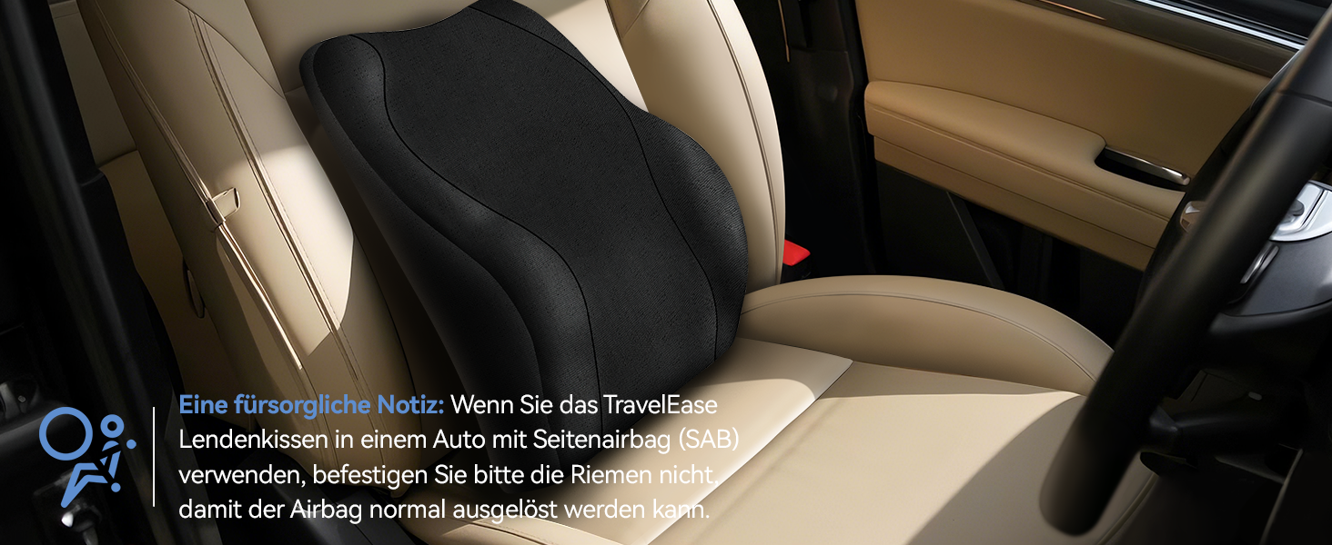 Подушка для спини Ergonomica Travel Ease з Memory Foam, для офісного та комп'ютерного крісла, з антистатичним, приємним до шкіри чохлом, для комфортної посадки (Чорний)