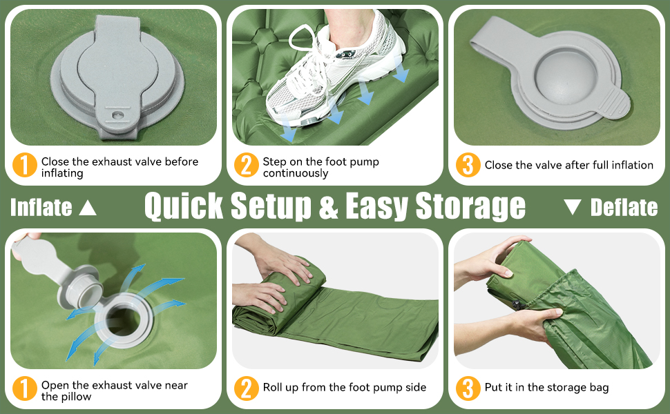 Isomatte самонадувна туристична, килимок для кемпінгу з помпою та подушкою, з'єднувана, водонепроникна, для відпочинку на природі