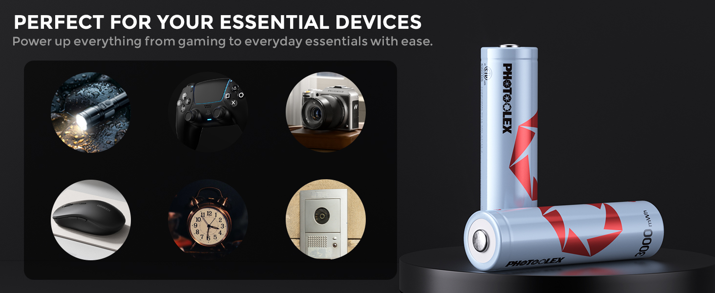 Акумулятори AA перезаряджувані (3000мWh Li-Ion 1.5V + 2700мAh NiMH 1.2V), 4 шт. + інтегрована зарядна станція