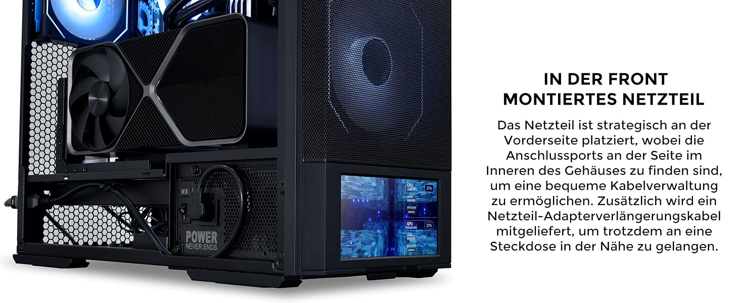 Ігровий корпус для ПК Lian Li LANCOOL 207 Digital ATX Midi Tower, чорний, з LCD-дисплеєм, підтримка відеокарт до 375 мм та радіаторів до 360 мм