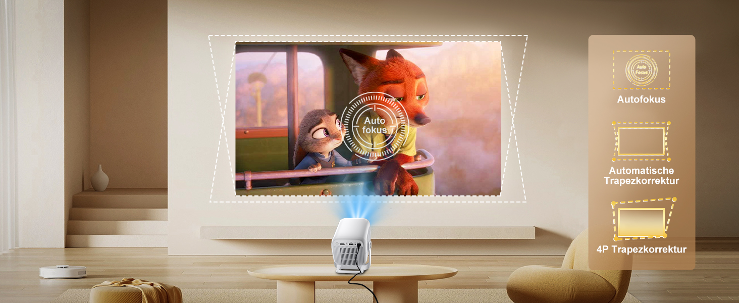 Mini проєктор Salange 2026,8K з Android, WiFi 6, Bluetooth 5.4, авто-корекція Keystone, портативний, для дому та на вулицю, 270° обертання, білий (Sala260max)