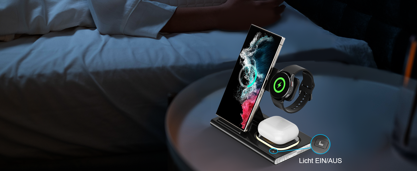 Бездротовий зарядний пристрій Aimtel 3-в-1: Samsung, Galaxy Z Fold/Flip/S серії, Galaxy Watch, Buds - Чорний