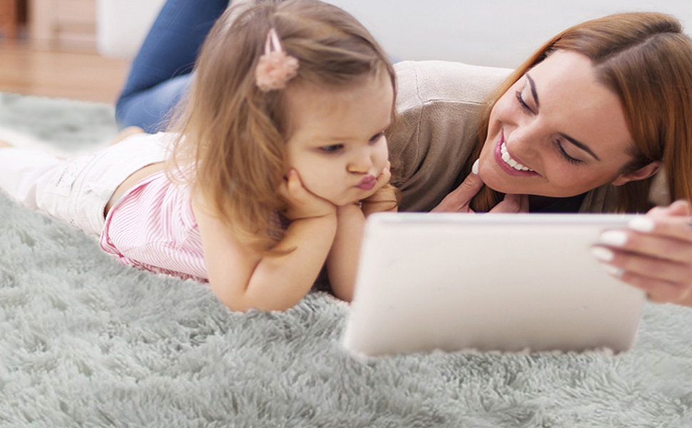 Шкіряний килим Hochflor 120x160 см - пухнастий, сучасний, для вітальні та спальні, темно-сірий (прямокутний)