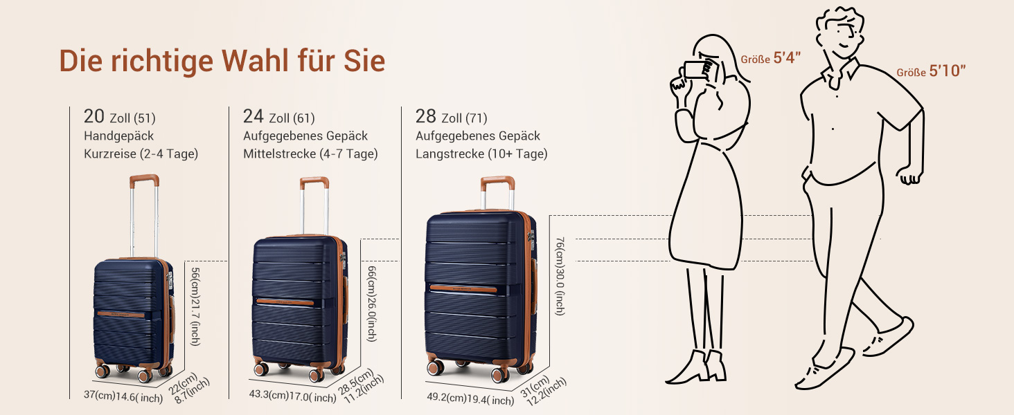 Чемодан British Traveller Mittelgroß: міцний валіза на 4 колесах з TSA-замком, 66 x 43.3 x 28.5 см, бежевий (темно-синій), 24+28 дюймів