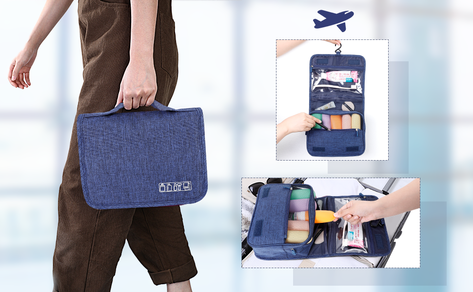 AiQInu Сумка для туалетних речей з гачком, унісекс, складана, для подорожей, турквезева