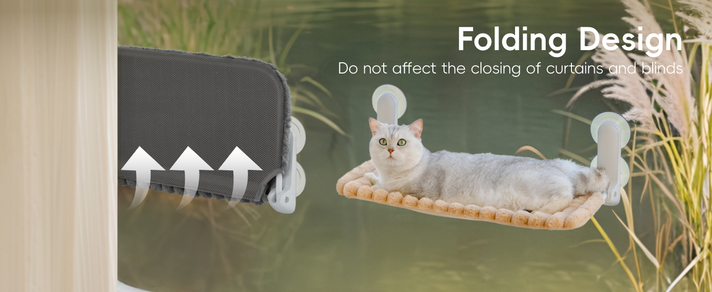 Кішка лежанка на вікно MEWOOFUN - розкладна, знімний чохол, сталевий каркас, до 18 кг