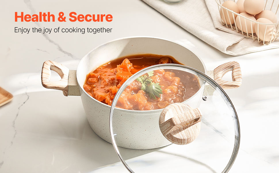 Набір посуду VEVOR 17 предметів з нержавіючої сталі з антипригарним покриттям, індукційні каструлі та сковорідки з кришками, для кухні, кемпінгу та приготування їжі (білий)