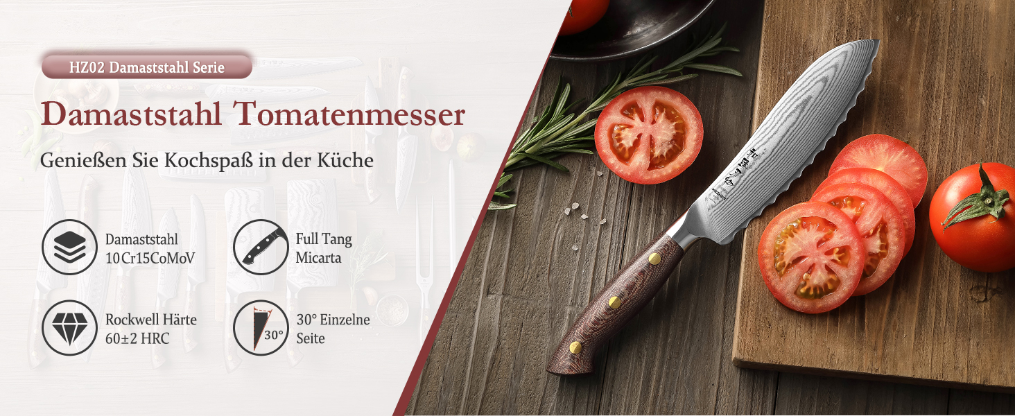 HEZHEN ніж кухарський 21 см з дамаської сталі 67 шарів, професійний, з дерев'яною піхвою, Full Tang з мікарти