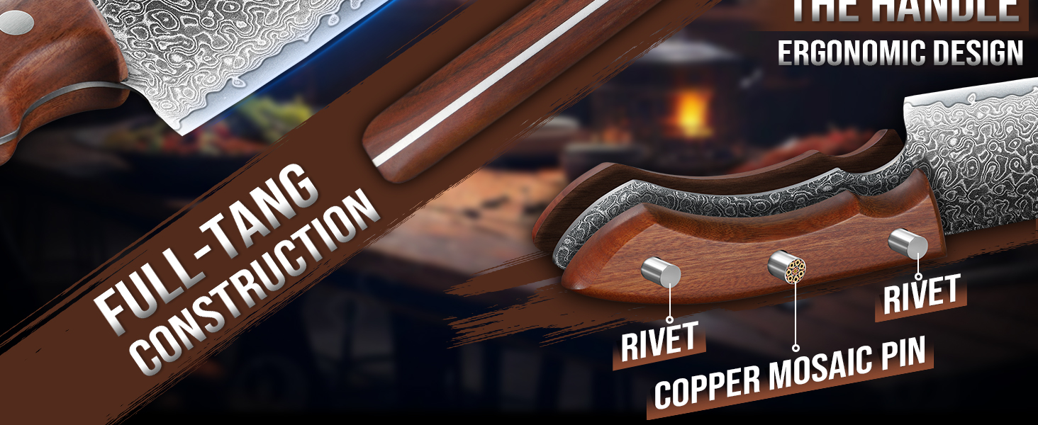 Японський ніж кухарський DRAGON RIOT з дамаської сталі, 20 см, професійний, з подарунковою коробкою