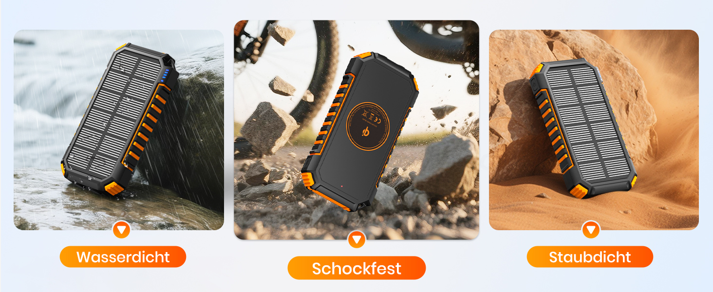 Портативний зарядний пристрій ADDTOP Solar – 26800mAh з сонячною панеллю, USB-C, 3.0A, 4 виходи для смартфонів та планшетів, ліхтар для кемпінгу та відпочинку на природі (Orange)
