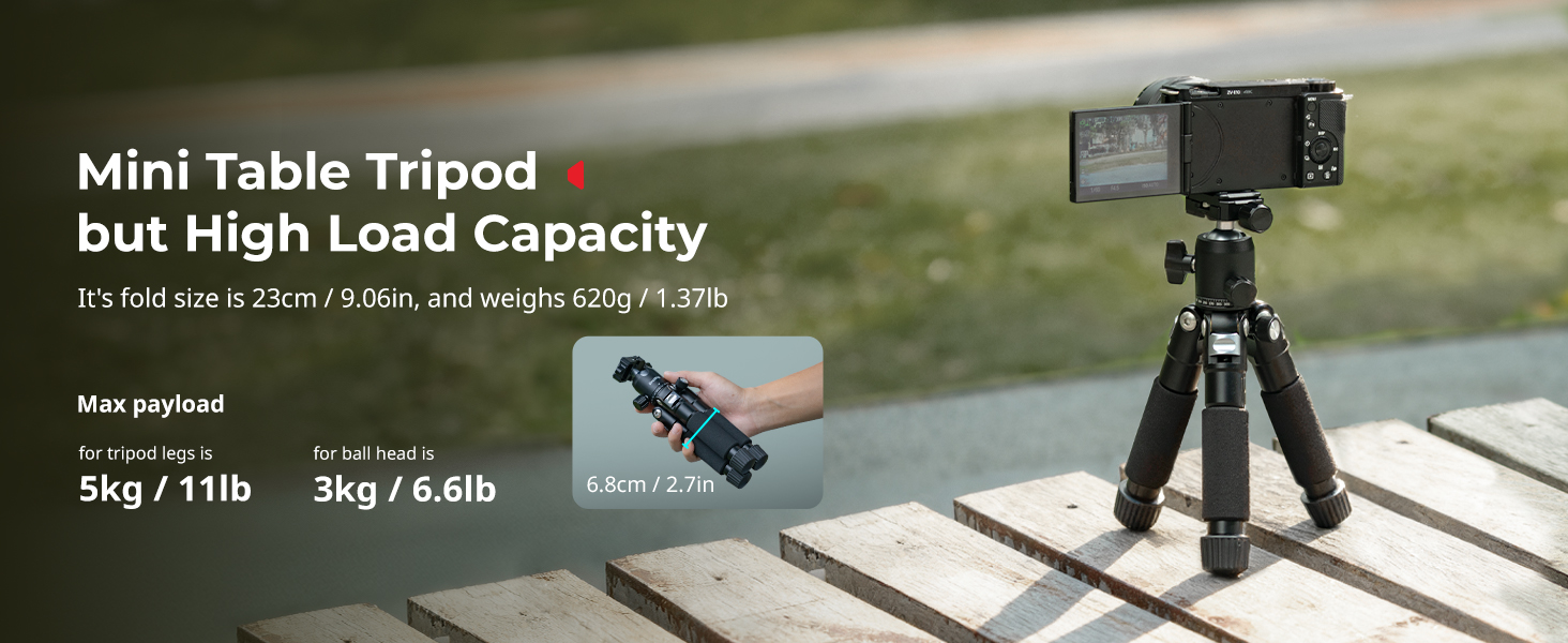 SMALLRIG VT-20 Pro Mini-штатив для камери та телефону: компактний, з кульковою головкою 360° та кріпленням для телефону