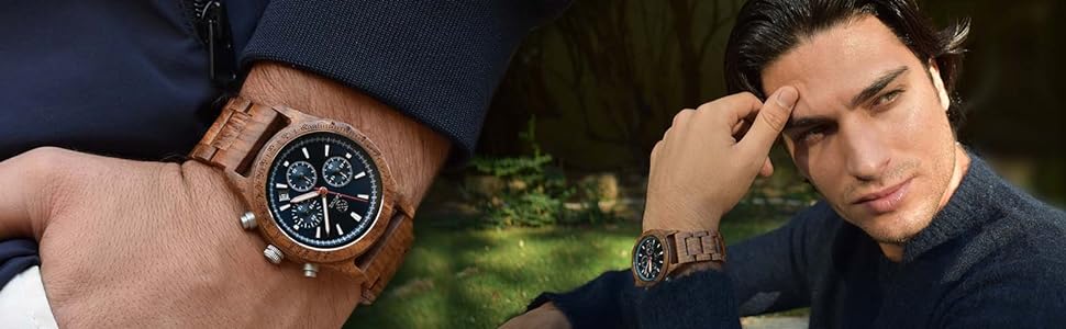 Годинник чоловічий Zeitholz Holzuhr з натурального дерева, 42 мм, кварцовий механізм, колекція Klitten, екологічний дизайн