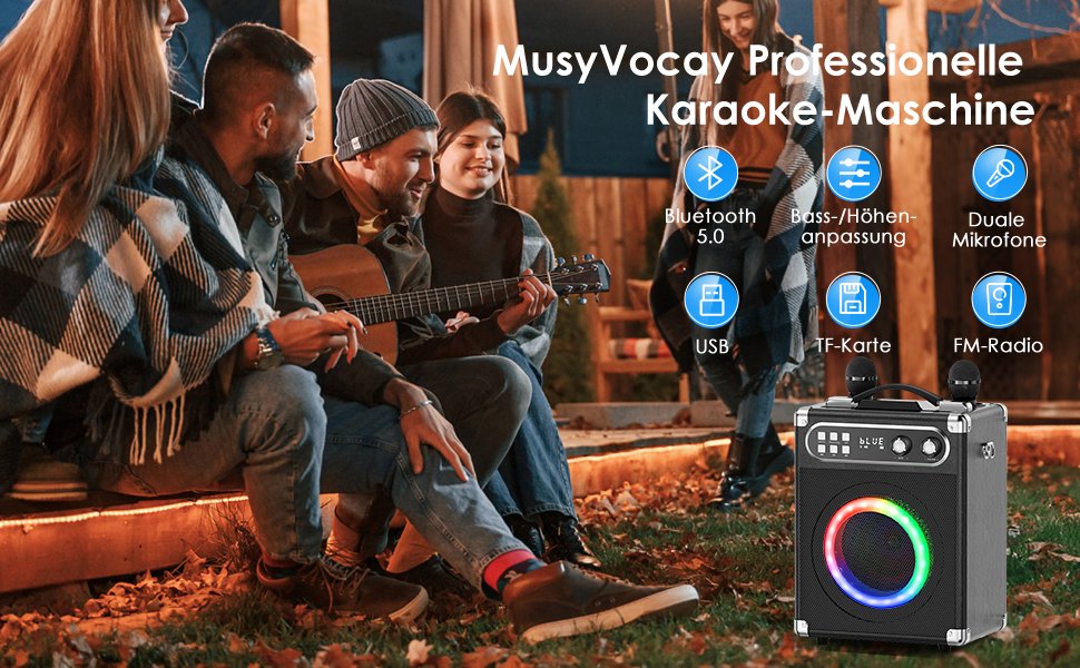 Портативна караоке-система: 20W PA-система з 2 бездротовими мікрофонами UHF та акумуляторами, для дому