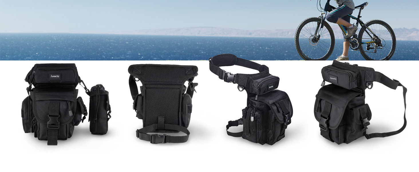 Тактична набедрена сумка Jueachy, водонепроникна, для мотоциклів, риболовлі, кемпінгу, чорна