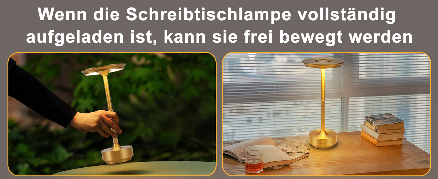 Настільна лампа бездротова LED з USB зарядкою, торшер для спальні, дитячої, вітальні, 2 шт. (Золото)