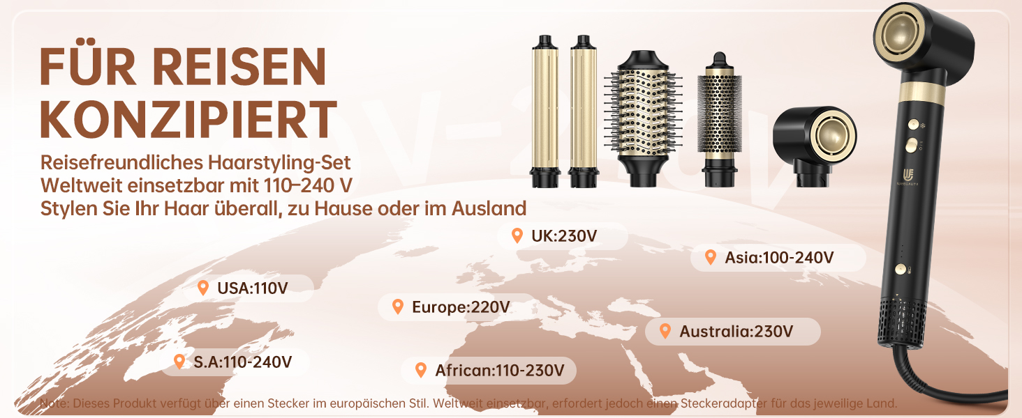 Webeauty Airstyler 7-в-1: Фен-щітка, плойка, випрямляч, 110000 об/хв, 25 м/с, 500 млн негативних іонів