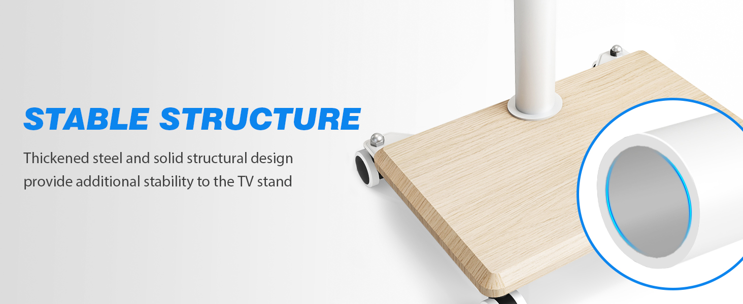 Підставка для телевізора мобільна на коліщатках з поличкою, 27-60 дюймів, до 40 кг, VESA 400x400, бежевий