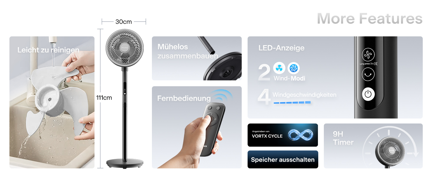 Турбовентилятор PELONIS з пультом керування, дисплеєм, 3D циркуляцією, 36.5dB, 10м повітряний потік, регульована висота 60/111см, 4 швидкості з таймером, знімний захист, поворотний, 92см, чорний