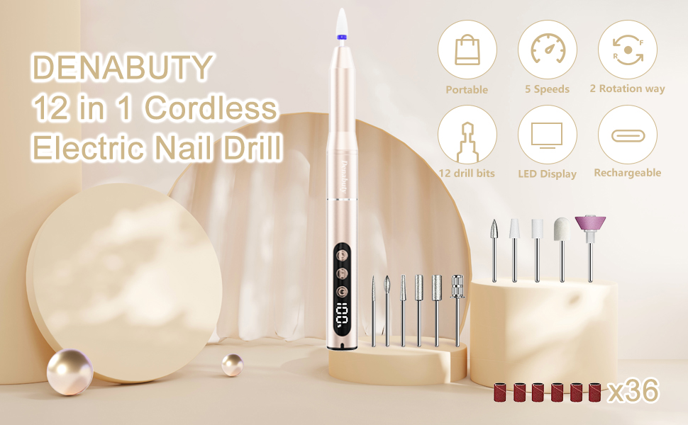 Електричний набір для манікюру та педикюру Golden 12 в 1: фрезер для нігтів, фрезер для гелю, акрилу, набір для манікюру та педикюру
