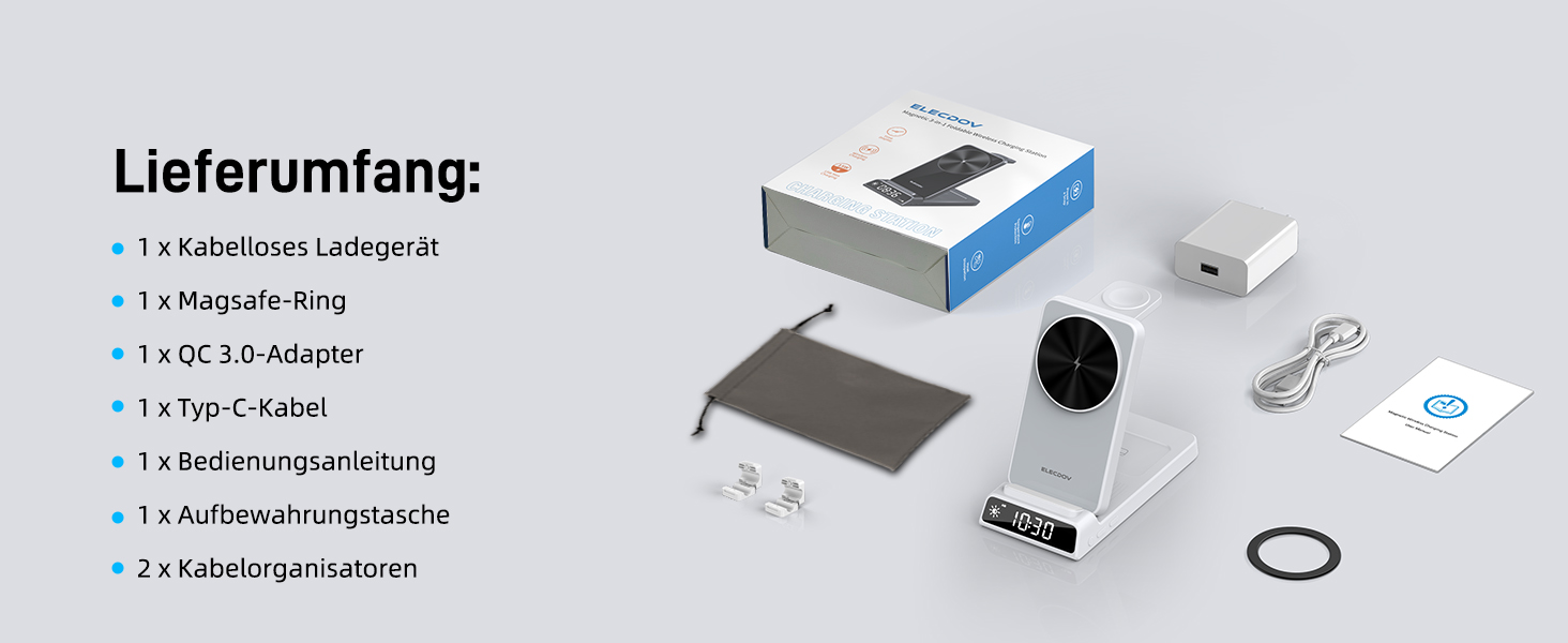 Бездротовий зарядний пристрій MagSafe 3-в-1 для Samsung Galaxy Fold/Flip, S24/S25 Ultra, Watch/Buds (Білий)