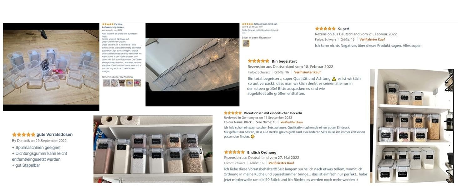 Набір контейнерів для зберігання Deco haus® з кришкою (24 шт.) - для кухні, продуктів, круп, борошна