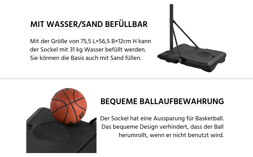Yaheetech Adjustable Height Mobile Basketball Hoop Stand with Wheels - Indoor/Outdoor Basketball System