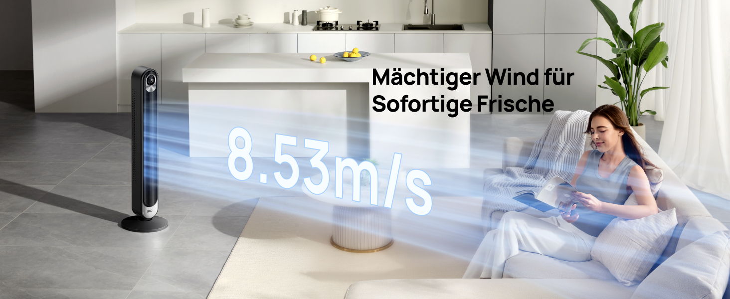 Дрео розумний вентилятор з мотором DC 20dB, 11 м дальность, з пультом керування, 9 режимів, 4 моди, 90° осциляція, голосове керування, таймер 12H, Wi-Fi, для спальні