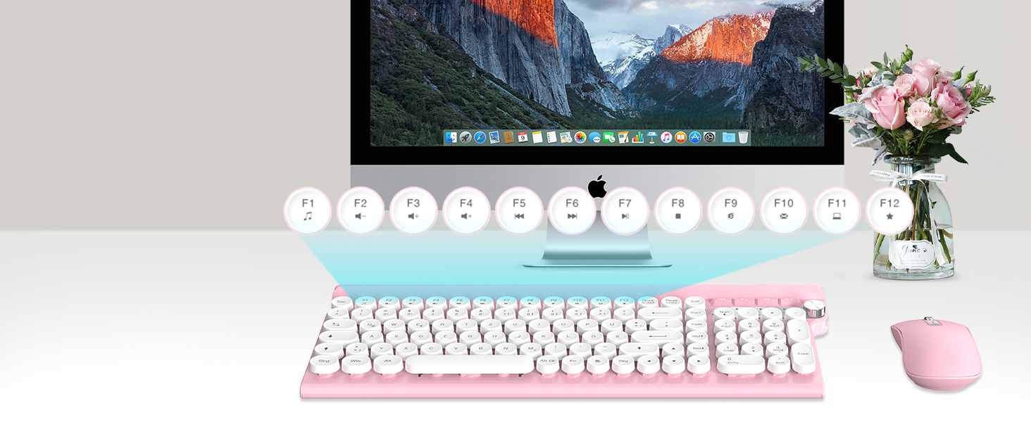 Ігрова клавіатура та миша RaceGT з RGB підсвічуванням, 104 клавіші, вологостійка, 7 кнопок миші 6400 DPI, QWERTZ (DE-Layout), рожевий колір