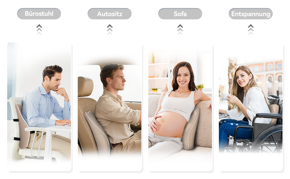 Подушка для спини Ergonomisches RückenKissen Travel Ease з Memory Foam, для офісного та комп'ютерного крісла, з антистатичним, приємним до шкіри чохлом, для зручної постави