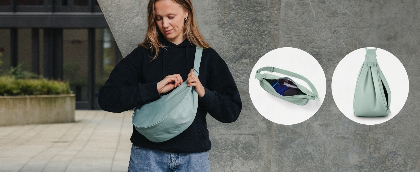 Сумка через плече LARKSON Solveig Medium бежева - Містка напівмісяць, водонепроникна (6.5 л)