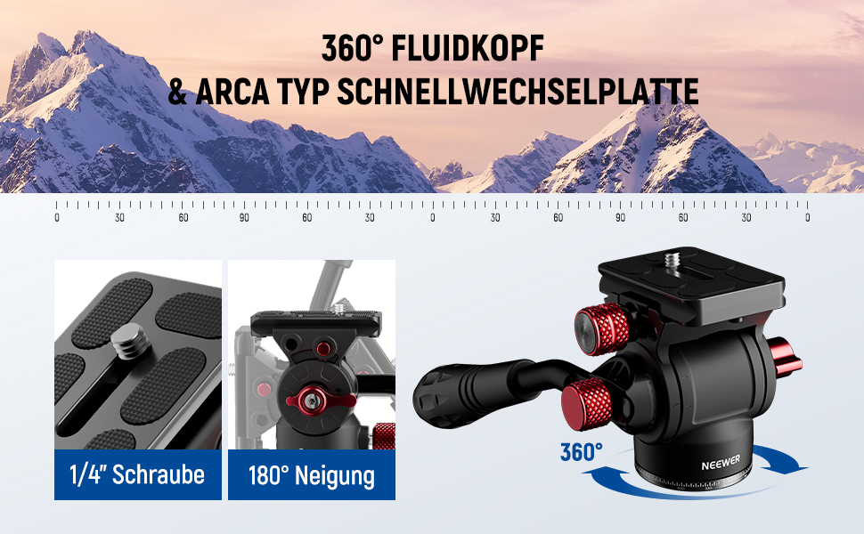Штатив для камери NEEWER з моноподом, 72 дюйми, алюміній, міцна конструкція для DSLR, екшн-камер, відеокамер, кульковий голковий вушко 360°, платформа Arca-Swiss, максимальне навантаження 15 кг, серветка для очищення