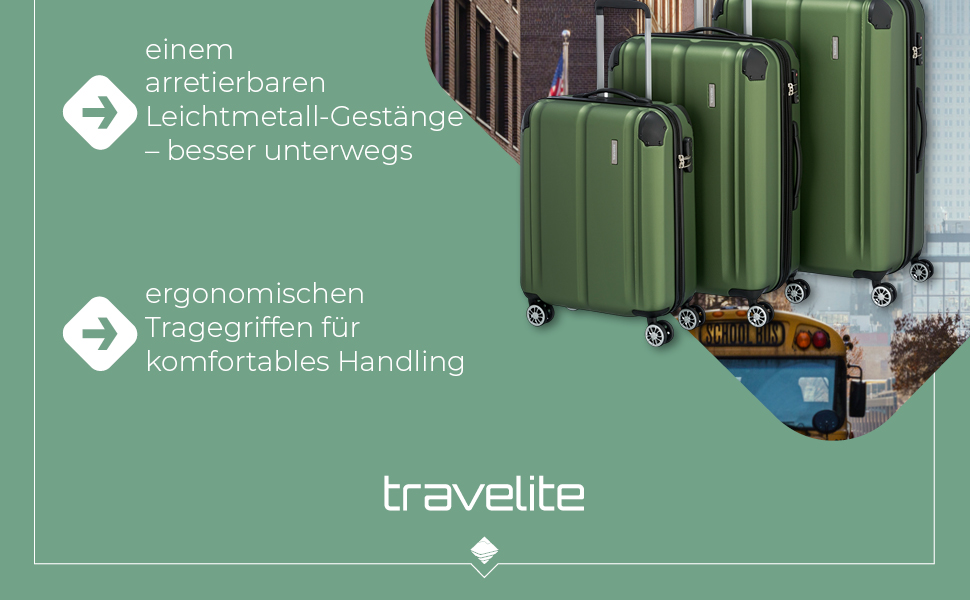Жорсткий валізу Travelite City для ручної поклажі, 4 колеса, розширюваний, з функцією кріплення на валізу, міцна подряпостійка поверхня, 55 см, 40-45 л