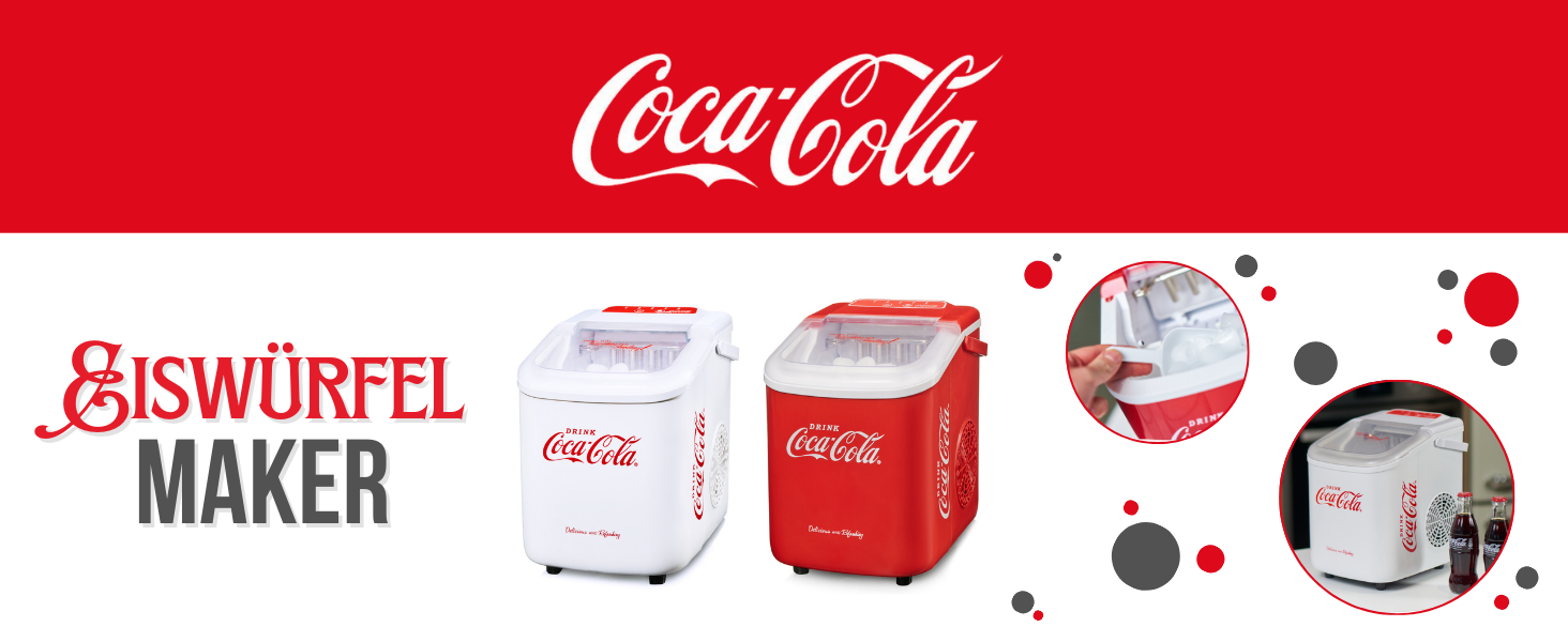 Машина для приготування льоду Salco Coca Cola – 10 кг на день, червоний колір, для коктейлів та вечірок