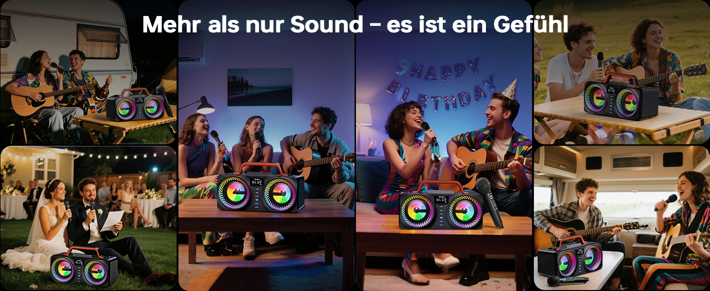 Караоке-машина для дорослих та дітей, портативна Bluetooth-система 80W – 2 бездротові мікрофони, регулювання ехо, USB/AUX-роз'єми, ідеальний подарунок для вечірок на природі