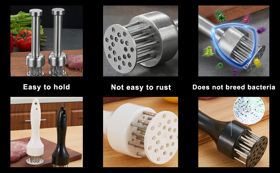 Fleischklopfer з нержавіючої сталі, молоток для м'яса, кухонний інструмент для приготування стейків, шніцелів, курки, риби та яловичини (20 см), сріблястий