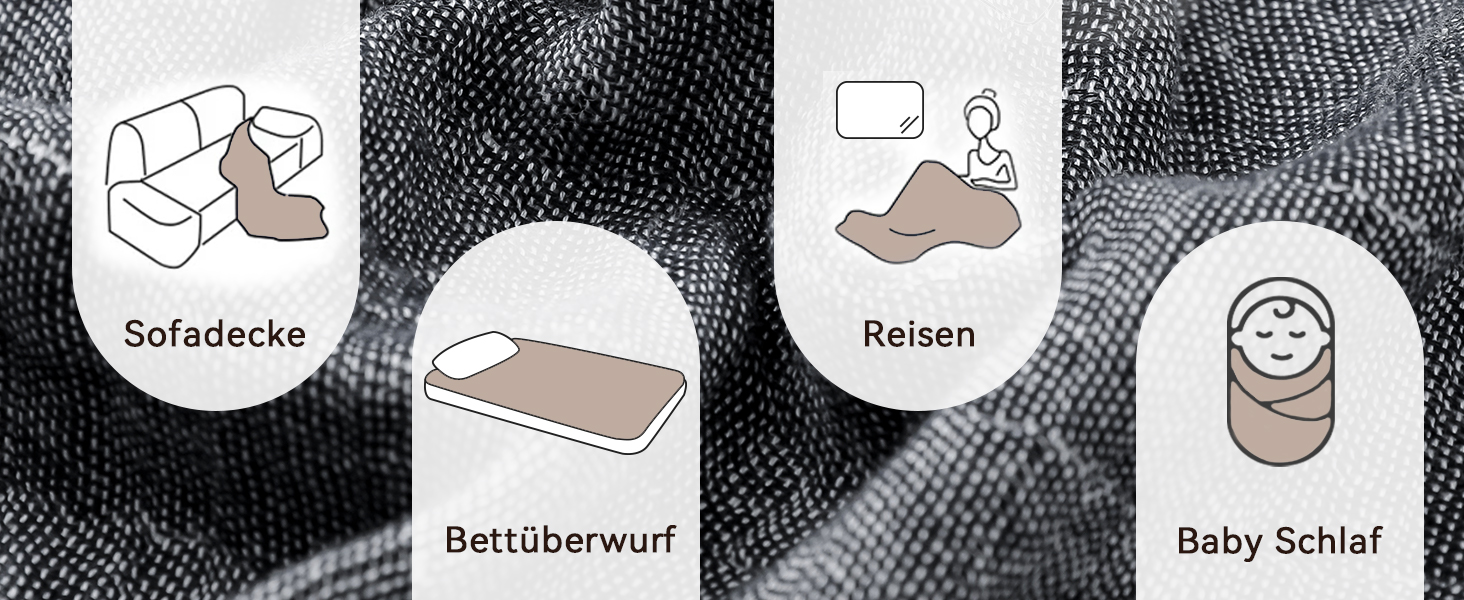 Плед SE SOFTEXLY з бавовни 100%, 4-шаровий м'який плед муслін, ковдра, покривало для ліжка, дивана, вітальні, підходить для будь-якої пори року, колір білий (темно-синій), розмір 130x150 см, 150 x 200 см