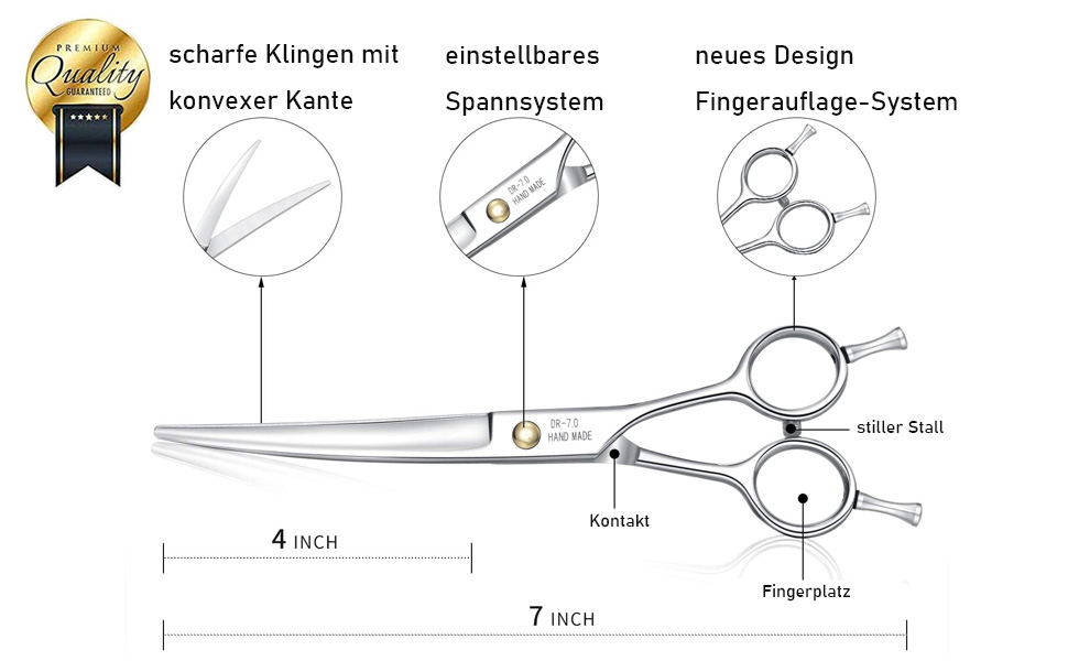 Професійна фенувальна ножиця для собак Dream Reach 7 дюймів (440C сталь)
