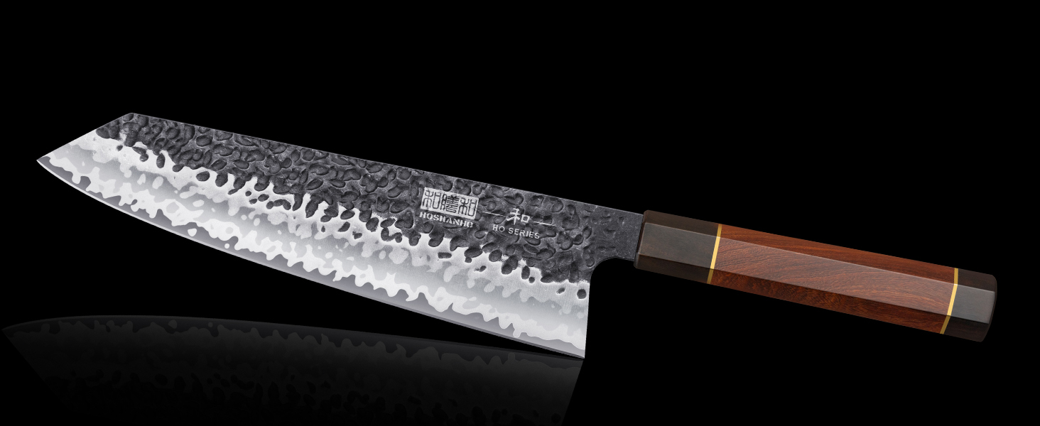 Японський ніж Kiritsuke HOSHANHO 23 см, професійний кухонний ніж з 9 шарів вуглецевої сталі, ніж шеф-кухаря з подарунковою коробкою