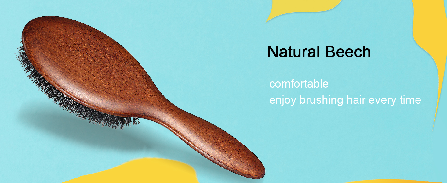Щітка для волосся BESTOOL з щетиною дикого кабана, для жінок, чоловіків, дітей, з натуральною щетиною з бука, для тонкого та ламкого волосся, покращує текстуру волосся