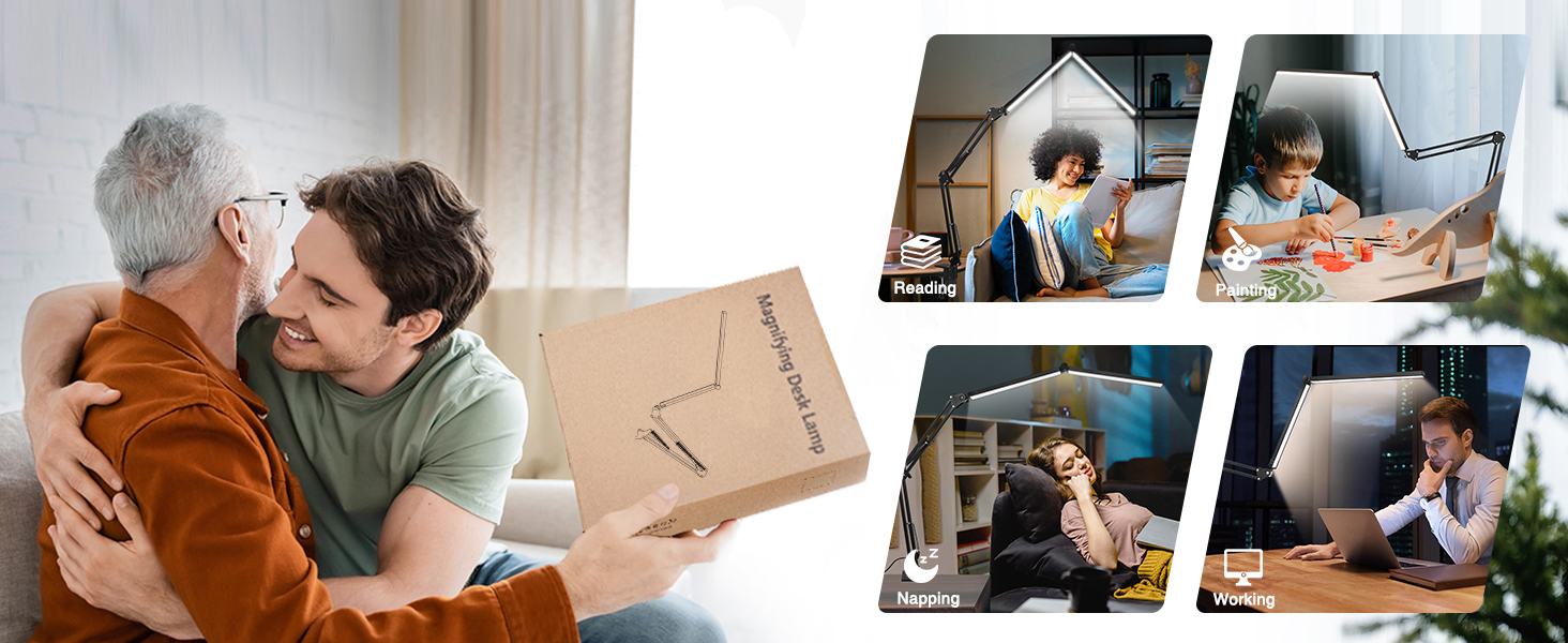 LED настільна лампа NOEVSBIG 24W з регулюванням яскравості, 5 режимів, таймер, сенсорне керування, кріплення, денне світло, сучасний дизайн