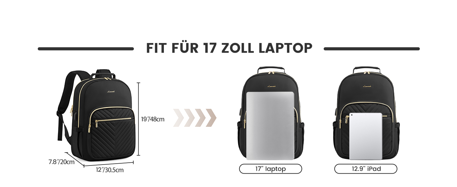 LOVEVOOK Рюкзак для ноутбука, 17.3 дюйми, великий, водонепроникний, для школи, університету, подорожей, чорний
