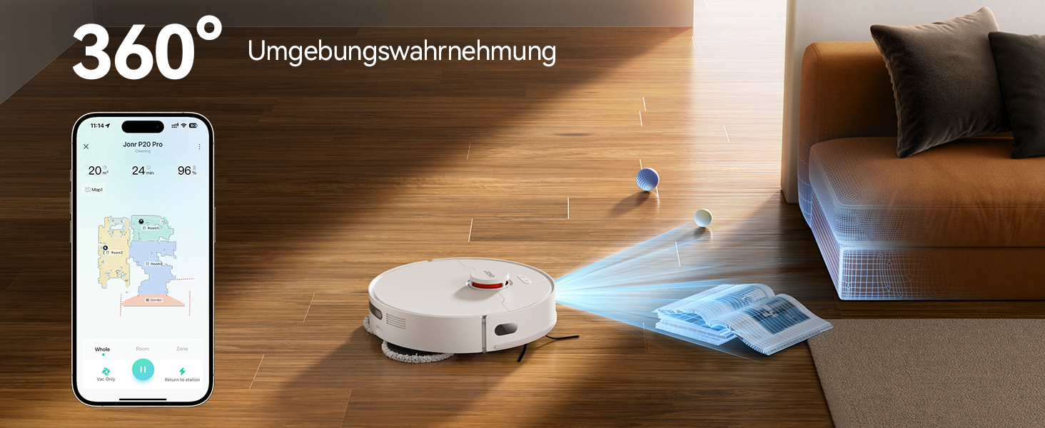 Робот-пилосос JONR T5 Pro з функцією миття, 8150Pa, сушка гарячим повітрям, антизаплутувальні щітки, уникнення перешкод, LiDAR-навігація, док-станція All-in-One