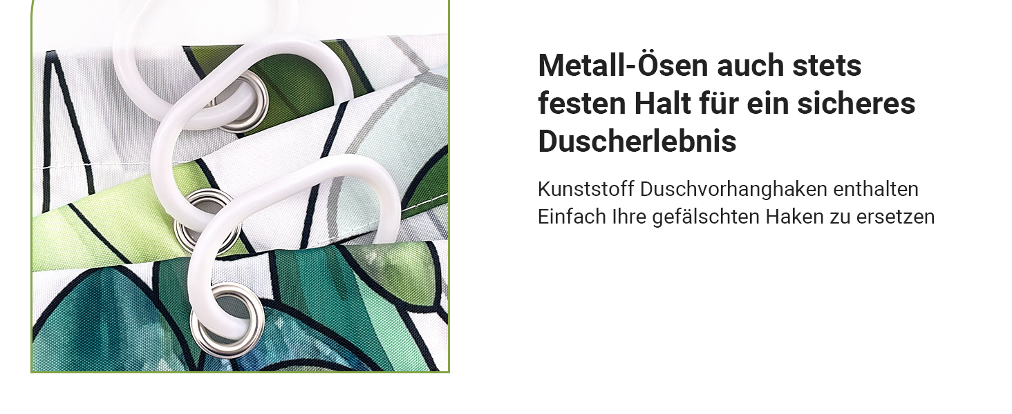 Штора для душу 200x200 см, зелені листки, антигрибкова, текстильна, водовідштовхувальна, поліестер, з кільцями (1 шт)