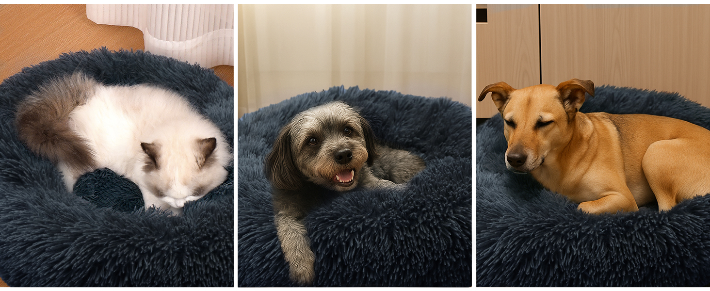 Килимок для котів Donwei, плюшевий лежак для собак, кругла подушка для котів, миючий плюшевий кошик для котів, лежанка для кошенят, диванчик для маленьких собак та котів (50 см, темно-сірий)