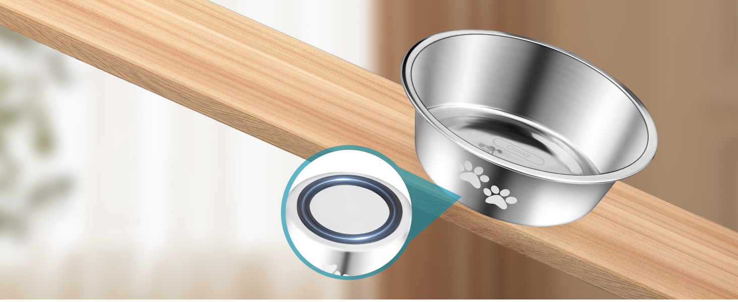 PETTOM Набір з 2 мисок для собак з нержавіючої сталі з антизаковтуванням, 2-в-1, об'єм 1560 мл, з антиковзним силіконовим дном, Ø21 см. Підходить для великих та середніх собак