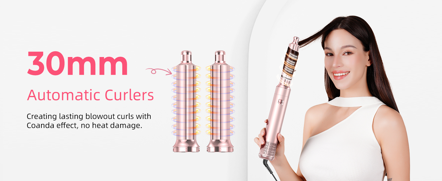 Atopskins Airstyler 6 в 1: Фен-щітка, плойка, фен, стайлер для волосся, стайлер для всіх типів волосся, 1000W, червоний