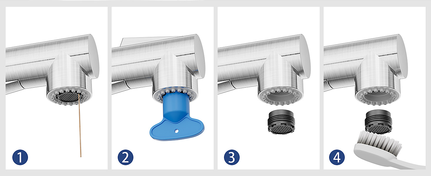 Кухонний змішувач DAYONE з висувною лійкою, нержавіюча сталь, 3 режими, 360° обертання, для кухонних мийок (15 см), матовий.