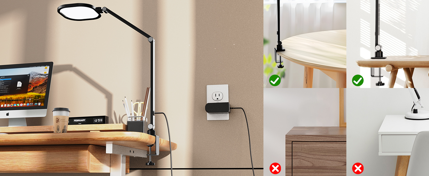 Світлодіодна лампа настільна з регулюванням яскравості, захистом для очей, 3 режими кольору, сенсорне керування, пам'ять, 15W, поворотний кріплення, чорний колір, 1 шт.