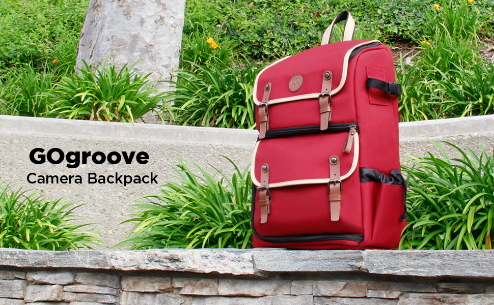 GOgroove Рюкзак для камери: DSLR рюкзак для подорожей, з відділенням для ноутбука та штатива, вологостійкий, червоний